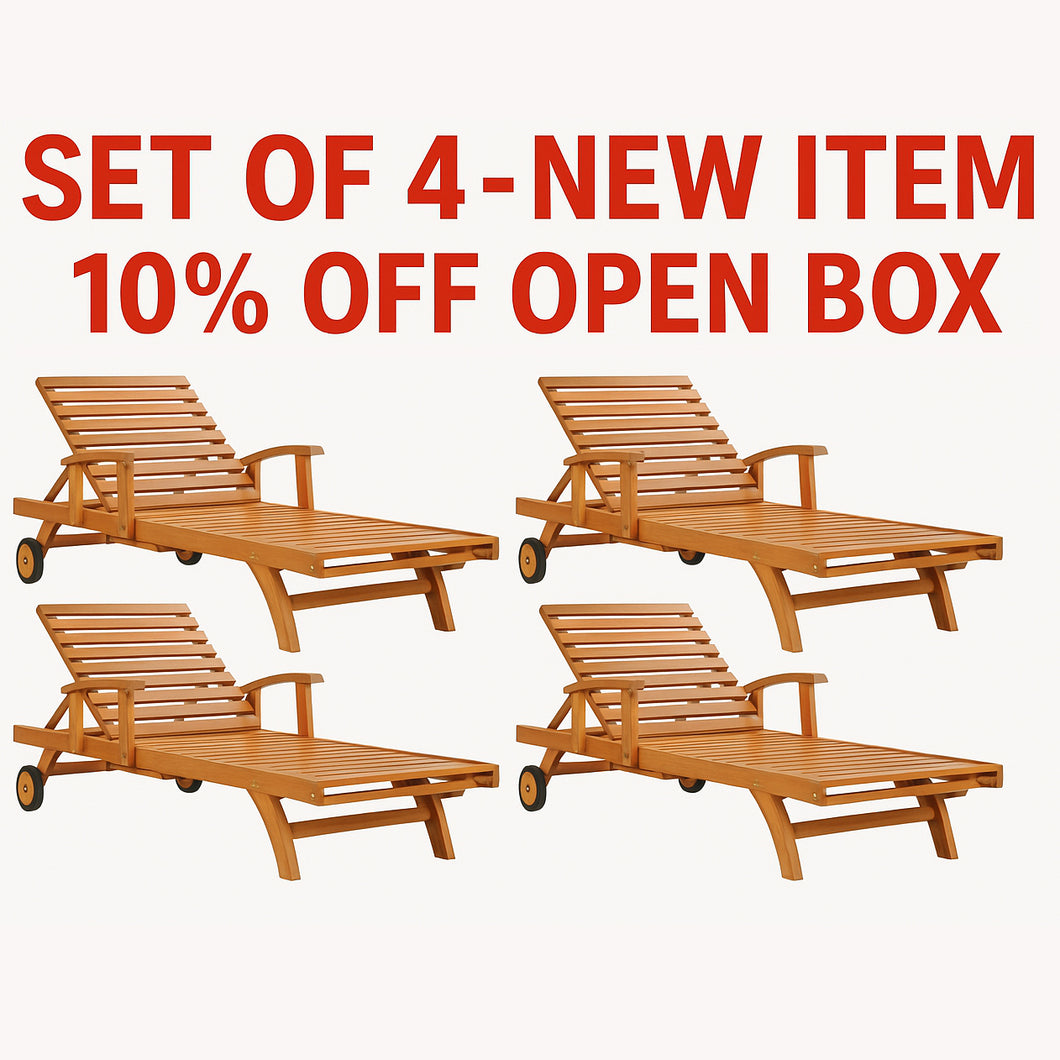 10% OFF OPEN BOX SPECIAL – Set of 4 Teak Bahama Pool Loungers (New & Unused)