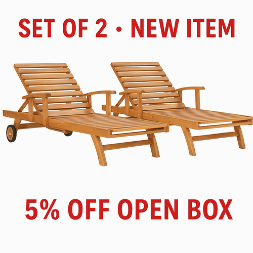 5% OFF OPEN BOX SPECIAL – Set of 2 Teak Bahama Pool Loungers (New & Unused)