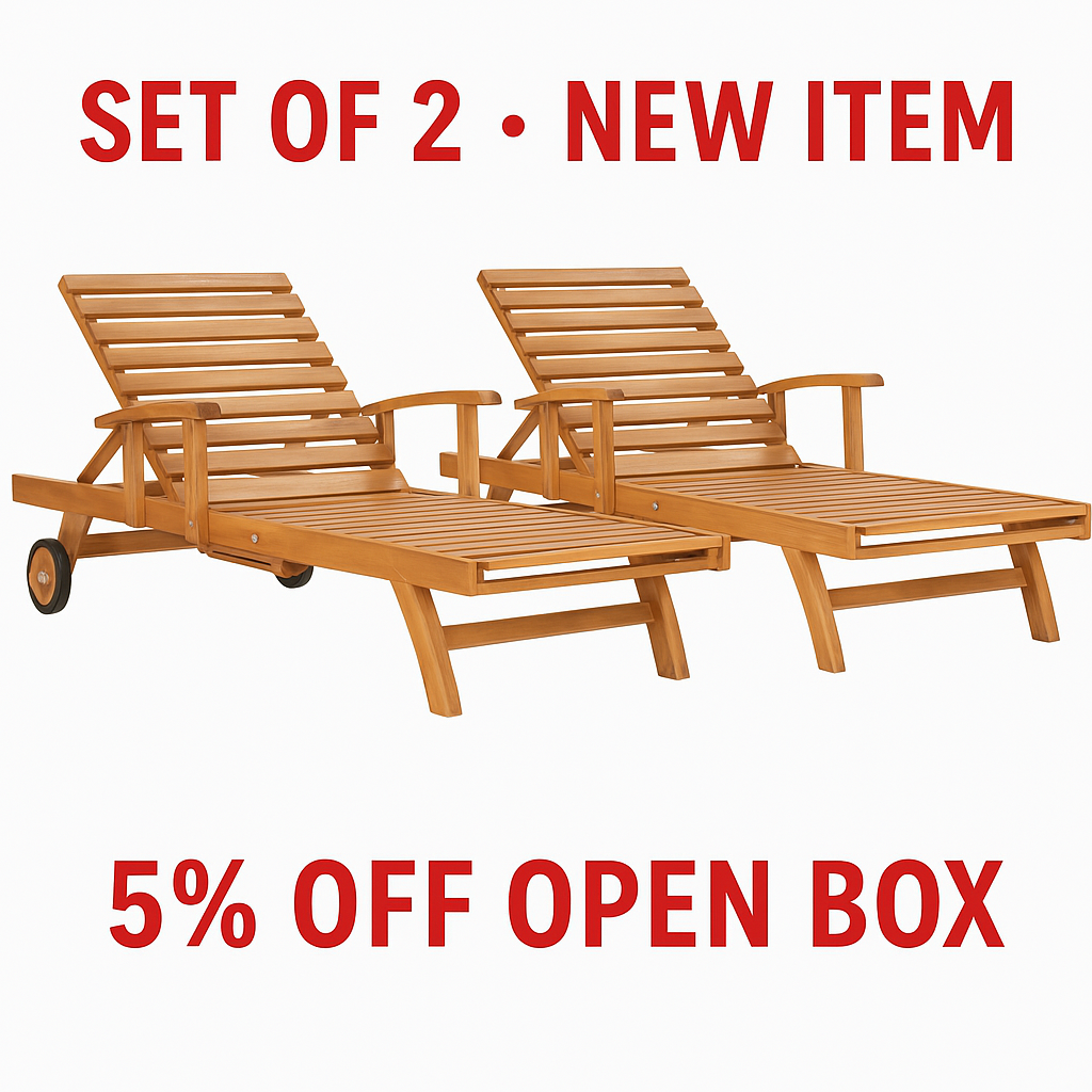 5% OFF OPEN BOX SPECIAL – Set of 2 Teak Bahama Pool Loungers (New & Unused)