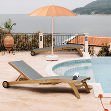 10% OFF OPEN BOX SPECIAL – Set of 4 Teak Bahama Pool Loungers With Batyline Mesh, Grey (New & Unused)