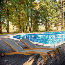 10% OFF OPEN BOX SPECIAL – Set of 4 Teak Bahama Pool Loungers With Batyline Mesh, Grey (New & Unused)