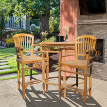 10% OFF OPEN BOX SPECIAL – Set of 8 Teak Wood Orleans Bar Stools With Arms (New & Unused)