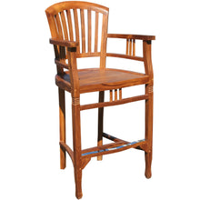 10% OFF OPEN BOX SPECIAL – Set of 8 Teak Wood Orleans Bar Stools With Arms (New & Unused)