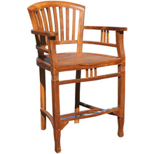 10% OFF OPEN BOX SPECIAL – Set of 8 Teak Wood Orleans Counter Stools with Arms (New & Unused)