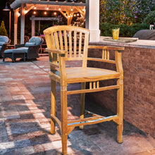 5% OFF OPEN BOX SPECIAL – Set of 4 Teak Wood Orleans Counter Stools with Arms (New & Unused)