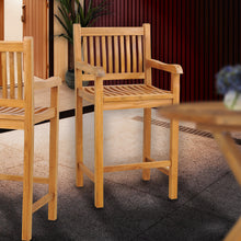 10% OFF OPEN BOX SPECIAL – Set of 8 Teak Wood Elzas Barstool with Arms (New & Unused)