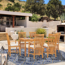 7 Piece Teak Wood Balero 55" Bistro Dining Set with 6 Arm Chairs