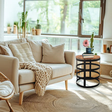 Teak Wood Hanover Side Table with Ironwork Base