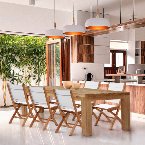 Recycled Teak Wood Marbella Dining Table, 87 Inch