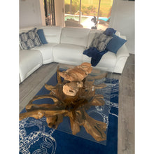 Teak Wood Root Rectangular Coffee Table with 55" x 43" Glass Top