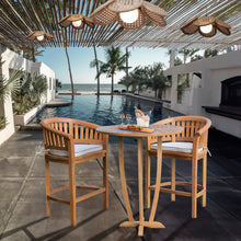 3 Piece Teak Wood Peanut Patio Bar Set, 2 Bar Chairs and 35" Round Miami Bar Table