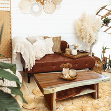 Suar Live Edge Slab Coffee Table With Shelf