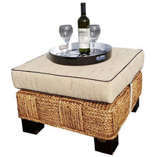 Water Hyacinth Rome Woven Ottoman with Cushion