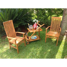 Teak Wood Serving Trolley with Serving Tray, Bottle Holders and Rubber Wheels