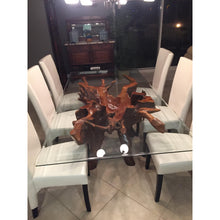 Teak Wood Root Dining Table Including 87 x 43 Inch Glass Top