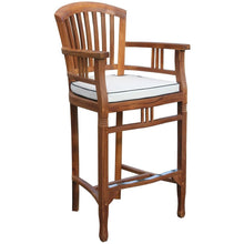 5 Piece Square Teak Wood Orleans Bar Table/Chair Set With Cushions