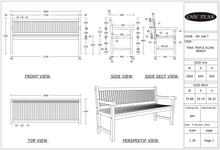 Teak Wood Elzas Triple Bench