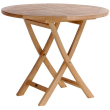 3 Piece Teak Wood California Patio Dining Set, 36" Round Folding Table with 2 Folding Arm Chairs