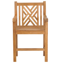 Teak Wood Chippendale Counter Stool with Arms