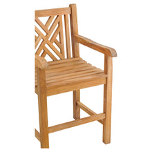 Teak Wood Chippendale Counter Stool with Arms