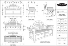 Teak Wood Lutyens Double Bench