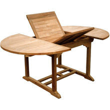 7 Piece Teak Wood Castle Patio Dining Set with Round to Oval Extension Table, 4 Side Chairs and 2 Arm Chairs