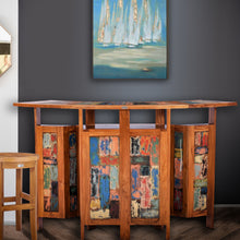 Marina Del Rey Folding Freestanding Bar, Made From Recycled Teak Wood Boats