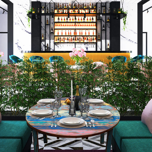 Marina del Rey Round Dining Table made from Recycled Teak Wood Boats, 63 inch