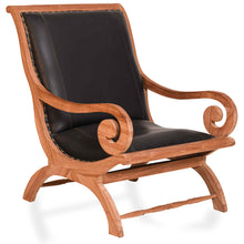 Teak Wood And Leather Bahama Lazy Chair With Ottoman