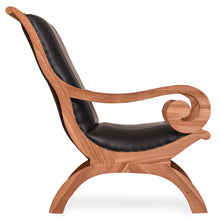 Teak Wood And Leather Bahama Lazy Chair With Ottoman