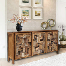 Recycled Teak Wood Mozaik Media Center / Chest with 3 Doors