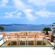 11 Piece Teak Wood Castle Patio Dining Set with Oval Double Extension Table, 8 Side Chairs and 2 Arm Chairs
