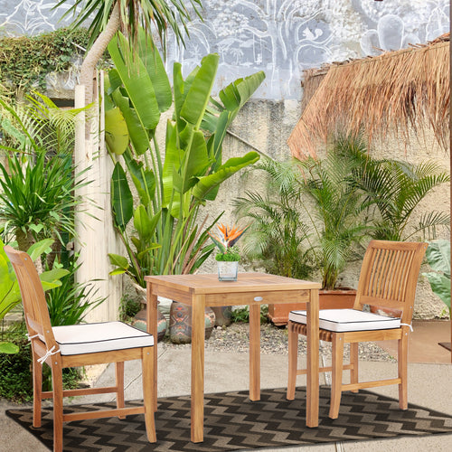3 Piece Teak Wood Florence Intimate Bistro Dining Set with 27