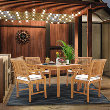 5 Piece Teak Wood Florence Bistro Dining Set with 35" Square Table and 4 Arm Chairs