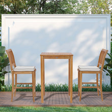 3 Piece Teak Wood Castle Intimate Patio Bistro Bar Set with 27" Bar Table & 2 Barstools