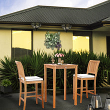 3 Piece Teak Wood Castle Intimate Patio Bistro Bar Set with 27" Bar Table & 2 Barstools