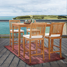 5 Piece Teak Wood Castle 55" Rectangular Small Bistro Bar Set including 4 Barstools