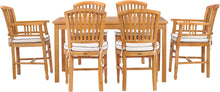 7 Piece Teak Wood Orleans 55" Patio Bistro Dining Set with 2 Arm Chairs & 4 Side Chairs