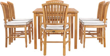 7 Piece Teak Wood Orleans 55" Patio Bistro Dining Set with 2 Arm Chairs & 4 Side Chairs