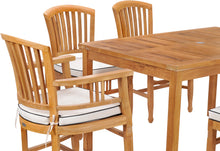 7 Piece Teak Wood Orleans 55" Patio Bistro Dining Set with 2 Arm Chairs & 4 Side Chairs
