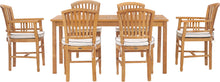 7 Piece Teak Wood Orleans 63" Patio Bistro Dining Set with 2 Arm Chairs & 4 Side Chairs