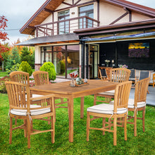 7 Piece Teak Wood Orleans 63" Patio Bistro Dining Set with 2 Arm Chairs & 4 Side Chairs