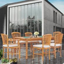 7 Piece Teak Wood Orleans 63" Patio Bistro Dining Set with 2 Arm Chairs & 4 Side Chairs