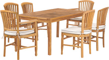7 Piece Teak Wood Orleans 63" Patio Bistro Dining Set with 2 Arm Chairs & 4 Side Chairs