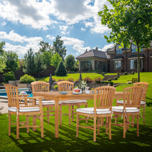 7 Piece Teak Wood Orleans 71" Patio Bistro Dining Set with 2 Arm Chairs & 4 Side Chairs