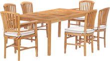7 Piece Teak Wood Orleans 71" Patio Bistro Dining Set with 2 Arm Chairs & 4 Side Chairs