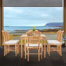 7 Piece Teak Wood Orleans 71" Patio Bistro Dining Set with 2 Arm Chairs & 4 Side Chairs