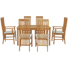 7 Piece Teak Wood West Palm 55" Patio Bistro Dining Set with 2 Arm Chairs and 4 Side Chairs