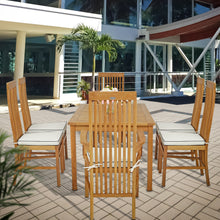 7 Piece Teak Wood West Palm 55" Patio Bistro Dining Set with 2 Arm Chairs and 4 Side Chairs