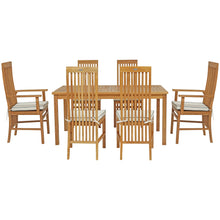 7 Piece Teak Wood West Palm 63" Patio Bistro Dining Set with 2 Arm Chairs and 4 Side Chairs